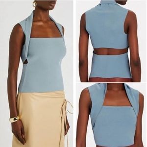 Nanushka Square Neck dusty blue tank